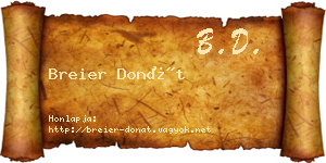 Breier Donát névjegykártya